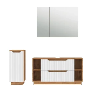 Badkamermeubelset eiken/wit gestreept 119.2x35x62.5 lotta Badkamermeubelset eiken/wit gestreept 119.2x35x62.5 lotta