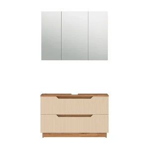 Badkamermeubelset eiken/kasjmier gestreept 119.2x35x62.5 lotta