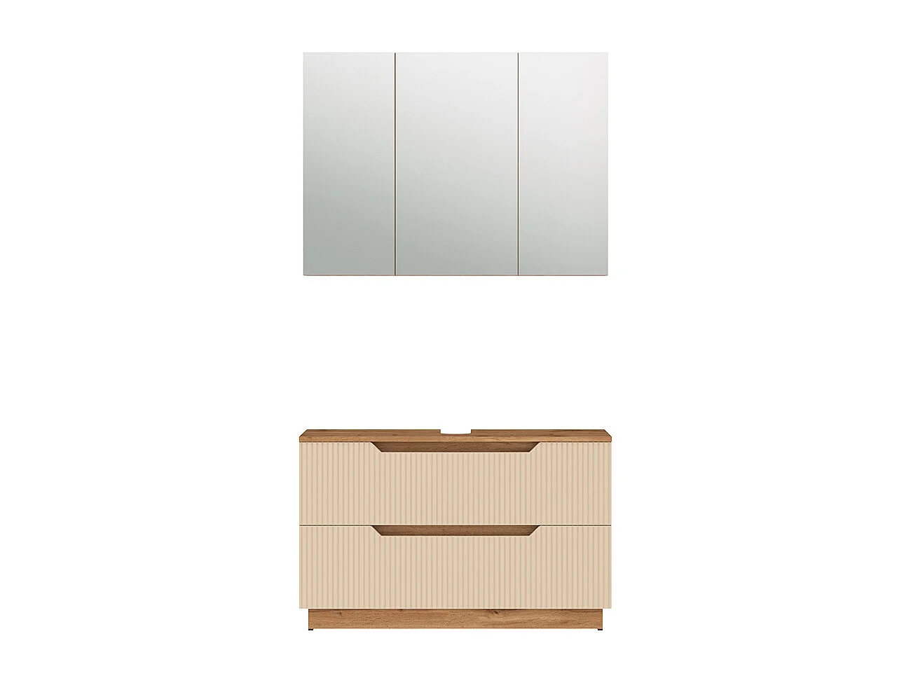 Badkamermeubelset eiken/kasjmier gestreept 119.2x35x62.5 lotta