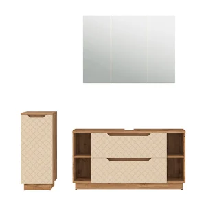 Badkamermeubelset eiken/kasjmier met tegelstructuur 119.2x35x62.5 lotta Badkamermeubelset eiken/kasjmier met tegelstructuur 119.2x35x62.5 lotta