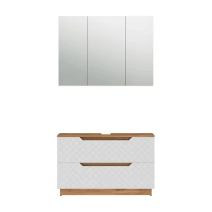 Badkamermeubelset eiken/wit met tegelstructuur 99.4x32x62.5 lotta Badkamermeubelset eiken/wit met tegelstructuur 99.4x32x62.5 lotta