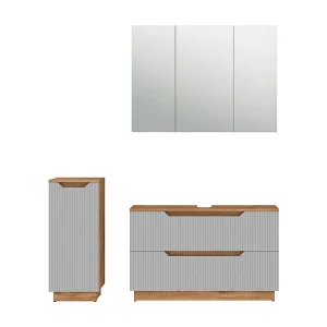 Badkamermeubelset eiken/grijs gestreept 99.4x32x62.5 lotta