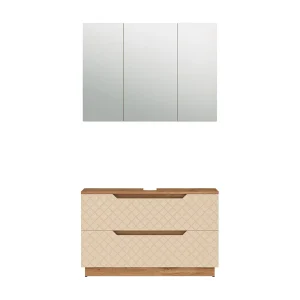 Badkamermeubelset eiken/kasjmier met tegelstructuur 99.4x32x62.5 lotta Badkamermeubelset eiken/kasjmier met tegelstructuur 99.4x32x62.5 lotta