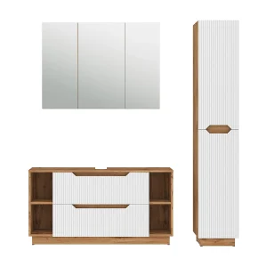 Badkamermeubelset eiken/wit gestreept 119.2x35x62.5 lotta Badkamermeubelset eiken/wit gestreept 119.2x35x62.5 lotta