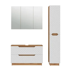 Badkamermeubelset eiken/wit met tegelstructuur 99.4x32x62.5 lotta Badkamermeubelset eiken/wit met tegelstructuur 99.4x32x62.5 lotta