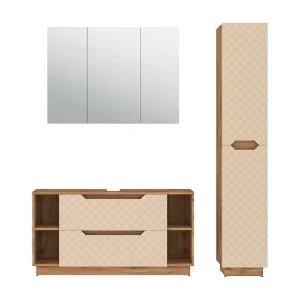 Badkamermeubelset eiken/kasjmier met tegelstructuur 119.2x35x62.5 lotta Badkamermeubelset eiken/kasjmier met tegelstructuur 119.2x35x62.5 lotta