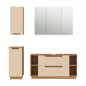 Badkamermeubelset eiken/kasjmier gestreept 119.2x35x62.5 lotta
