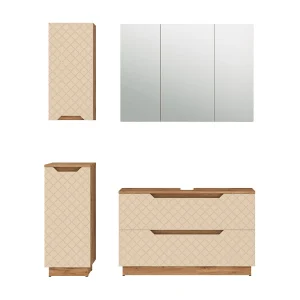 Badkamermeubelset eiken/kasjmier met tegelstructuur 99.4x32x62.5 lotta Badkamermeubelset eiken/kasjmier met tegelstructuur 99.4x32x62.5 lotta