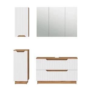 Badkamermeubelset eiken/wit gestreept 99.4x32x62.5 lotta Badkamermeubelset eiken/wit gestreept 99.4x32x62.5 lotta