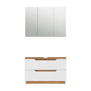 Badkamermeubelset eiken/wit gestreept 119.2x35x62.5 lotta Badkamermeubelset eiken/wit gestreept 119.2x35x62.5 lotta