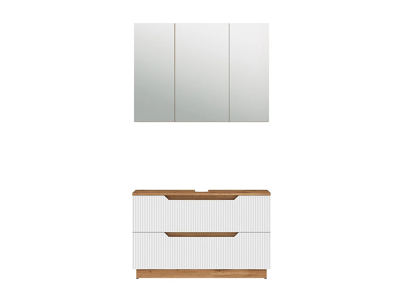 Badkamermeubelset eiken/wit gestreept 119.2x35x62.5 lotta