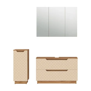 Badkamermeubelset eiken/kasjmier met tegelstructuur 99.4x32x62.5 lotta Badkamermeubelset eiken/kasjmier met tegelstructuur 99.4x32x62.5 lotta