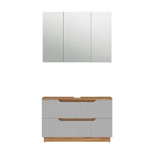 Badkamermeubelset eiken/grijs gestreept 119.2x35x62.5 lotta Badkamermeubelset eiken/grijs gestreept 119.2x35x62.5 lotta
