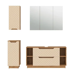 Badkamermeubelset eiken/kasjmier met tegelstructuur 119.2x35x62.5 lotta Badkamermeubelset eiken/kasjmier met tegelstructuur 119.2x35x62.5 lotta