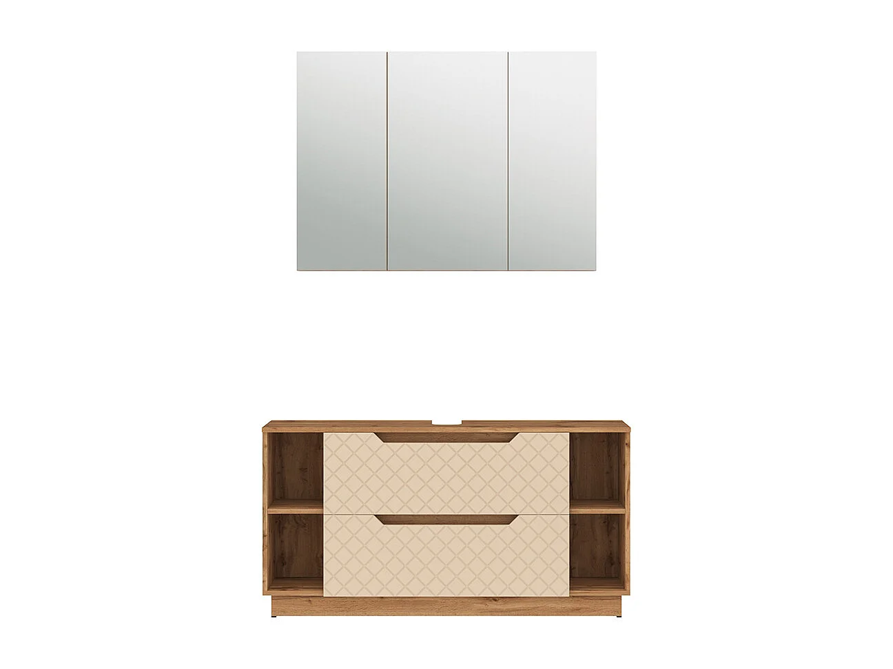 Badkamermeubelset eiken/kasjmier met tegelstructuur 119.2x35x62.5 lotta