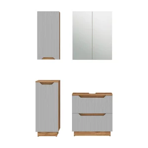 Badkamermeubelset eiken/grijs gestreept 59.8x32x62.5 lotta