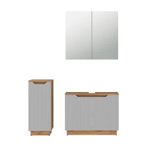 Badkamermeubelset eiken/grijs gestreept 79.6x32x62.1 lotta