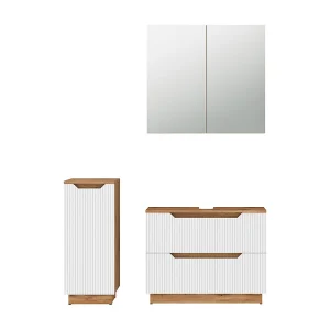 Badkamermeubelset eiken/wit gestreept 79.6x32x62.5 lotta Badkamermeubelset eiken/wit gestreept 79.6x32x62.5 lotta