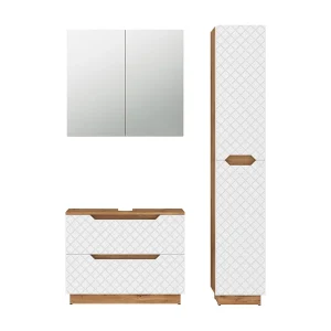 Badkamermeubelset eiken/wit met tegelstructuur 79.6x32x62.5 lotta Badkamermeubelset eiken/wit met tegelstructuur 79.6x32x62.5 lotta