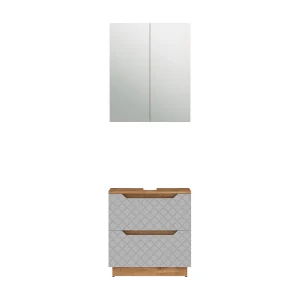 Badkamermeubelset eiken/grijs met tegelstructuur 59.8x32x62.5 lotta Badkamermeubelset eiken/grijs met tegelstructuur 59.8x32x62.5 lotta