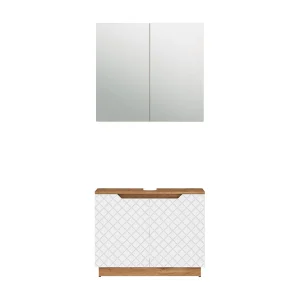 Badkamermeubelset eiken/wit met tegelstructuur 79.6x32x62.1 lotta Badkamermeubelset eiken/wit met tegelstructuur 79.6x32x62.1 lotta