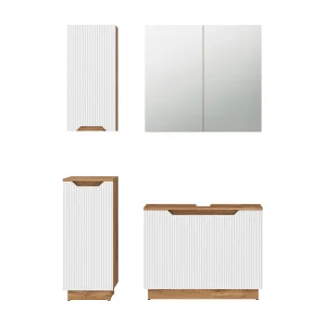 Badkamermeubelset eiken/wit gestreept 79.6x32x62.1 lotta Badkamermeubelset eiken/wit gestreept 79.6x32x62.1 lotta