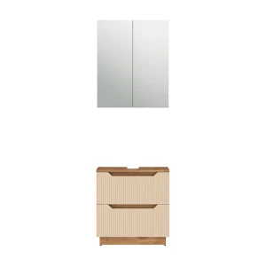 Badkamermeubelset eiken/kasjmier gestreept 59.8x32x62.5 lotta