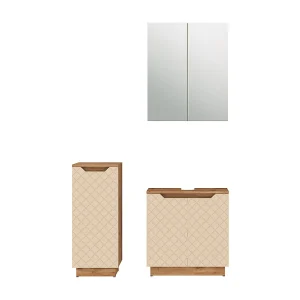 Badkamermeubelset eiken/kasjmier met tegelstructuur 59.8x32x62.1 lotta Badkamermeubelset eiken/kasjmier met tegelstructuur 59.8x32x62.1 lotta