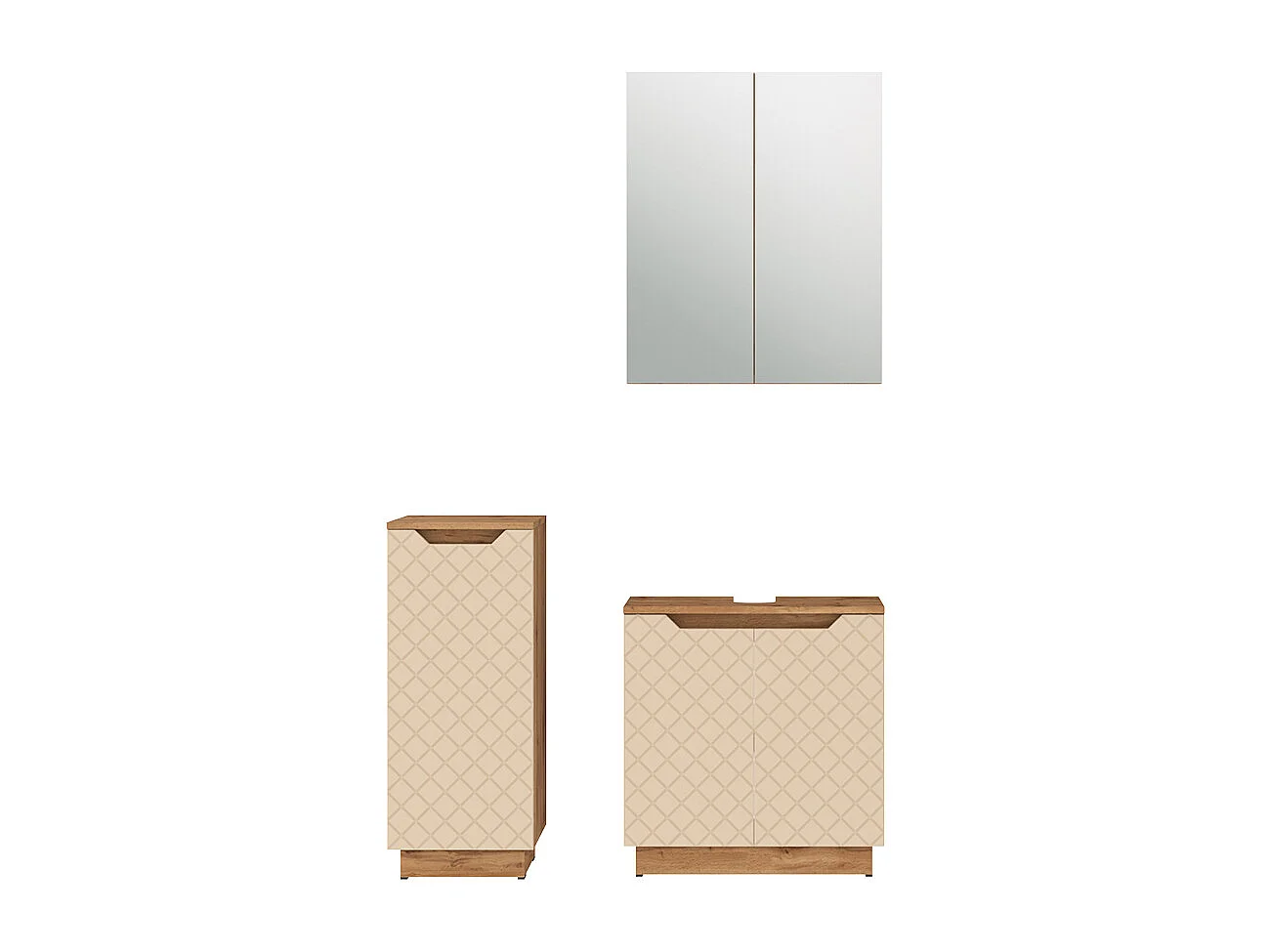 Badkamermeubelset eiken/kasjmier met tegelstructuur 59.8x32x62.1 lotta