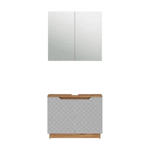 Badkamermeubelset eiken/grijs met tegelstructuur 79.6x32x62.1 lotta Badkamermeubelset eiken/grijs met tegelstructuur 79.6x32x62.1 lotta