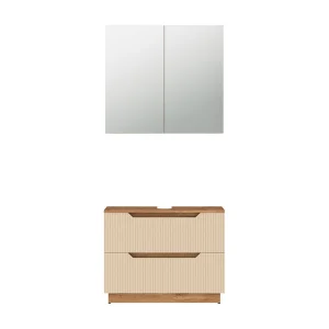 Badkamermeubelset eiken/kasjmier gestreept 79.6x32x62.5 lotta Badkamermeubelset eiken/kasjmier gestreept 79.6x32x62.5 lotta