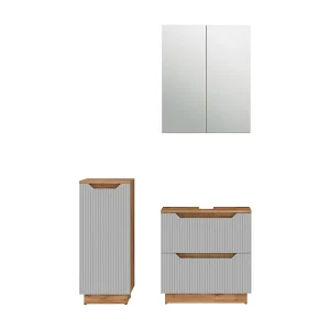 Badkamermeubelset eiken/grijs gestreept 58.9x32x62.5 lotta