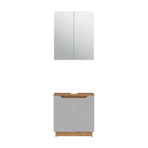 Badkamermeubelset eiken/grijs gestreept 59.8x32x62.1 lotta