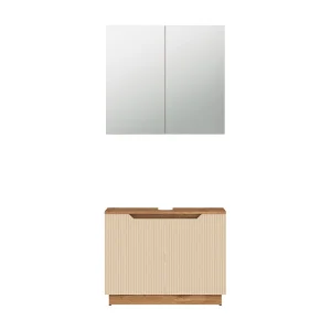 Badkamermeubelset eiken/kasjmier gestreept 79.6x32x62.1 lotta
