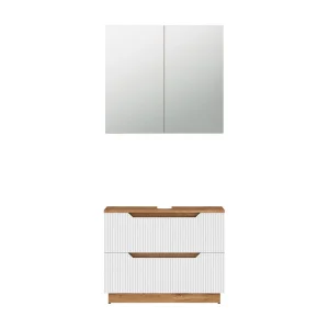 Badkamermeubelset eiken/wit gestreept 79.6x32x62.5 lotta Badkamermeubelset eiken/wit gestreept 79.6x32x62.5 lotta