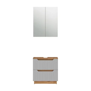 Badkamermeubelset eiken/grijs gestreept 59.8x32x62.5 lotta