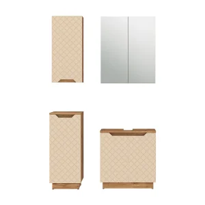 Badkamermeubelset eiken/kasjmier met tegelstructuur 59.8x32x62.1 lotta