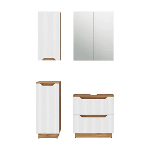 Badkamermeubelset eiken/wit gestreept 59.8x32x62.5 lotta Badkamermeubelset eiken/wit gestreept 59.8x32x62.5 lotta