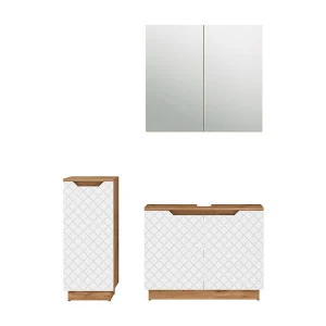 Badkamermeubelset eiken/wit met tegelstructuur 79.6x32x62.1 lotta Badkamermeubelset eiken/wit met tegelstructuur 79.6x32x62.1 lotta