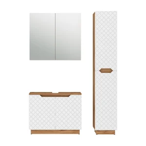 Badkamermeubelset eiken/wit met tegelstructuur 79.6x32x62.5 lotta Badkamermeubelset eiken/wit met tegelstructuur 79.6x32x62.5 lotta