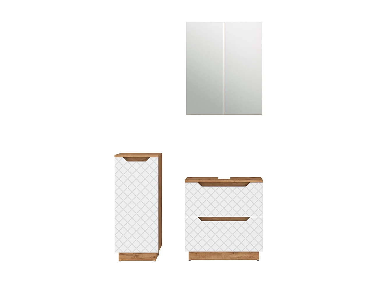 Badkamermeubelset eiken/wit met tegelstructuur 59.8x32x62.5 lotta