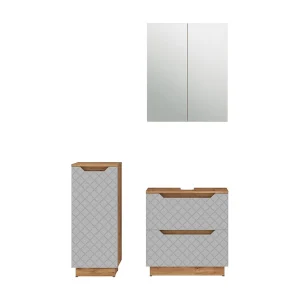 Badkamermeubelset eiken/grijs met tegelstructuur 59.8x32x62.5 lotta Badkamermeubelset eiken/grijs met tegelstructuur 59.8x32x62.5 lotta