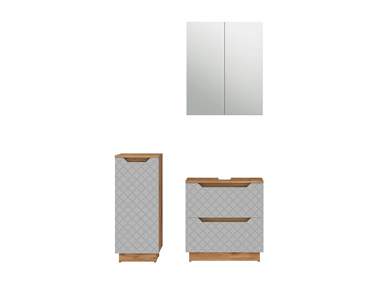 Badkamermeubelset eiken/grijs met tegelstructuur 59.8x32x62.5 lotta