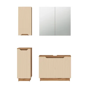 Badkamermeubelset eiken/kasjmier gestreept 79.6x32x62.1 lotta