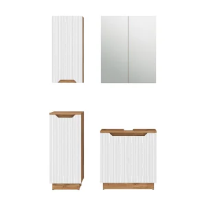 Badkamermeubelset eiken/wit gestreept 59.8x32x62.1 lotta Badkamermeubelset eiken/wit gestreept 59.8x32x62.1 lotta