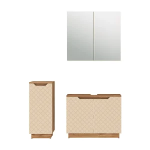 Badkamermeubelset eiken/kasjmier met tegelstructuur 79.6x32x62.1 lotta
