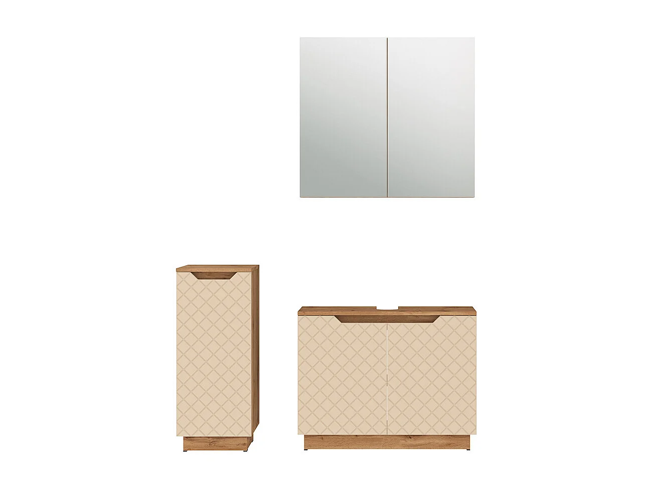 Badkamermeubelset eiken/kasjmier met tegelstructuur 79.6x32x62.1 lotta