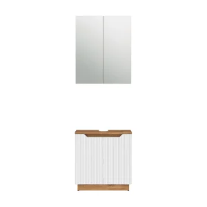 Badkamermeubelset eiken/wit gestreept 59.8x32x62.1 lotta Badkamermeubelset eiken/wit gestreept 59.8x32x62.1 lotta