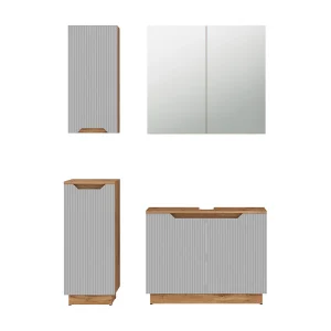 Badkamermeubelset eiken/grijs gestreept 79.6x32x62.1 lotta