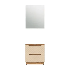 Badkamermeubelset eiken/grijs met tegelstructuur 59.8x32x62.5 lotta Badkamermeubelset eiken/grijs met tegelstructuur 59.8x32x62.5 lotta